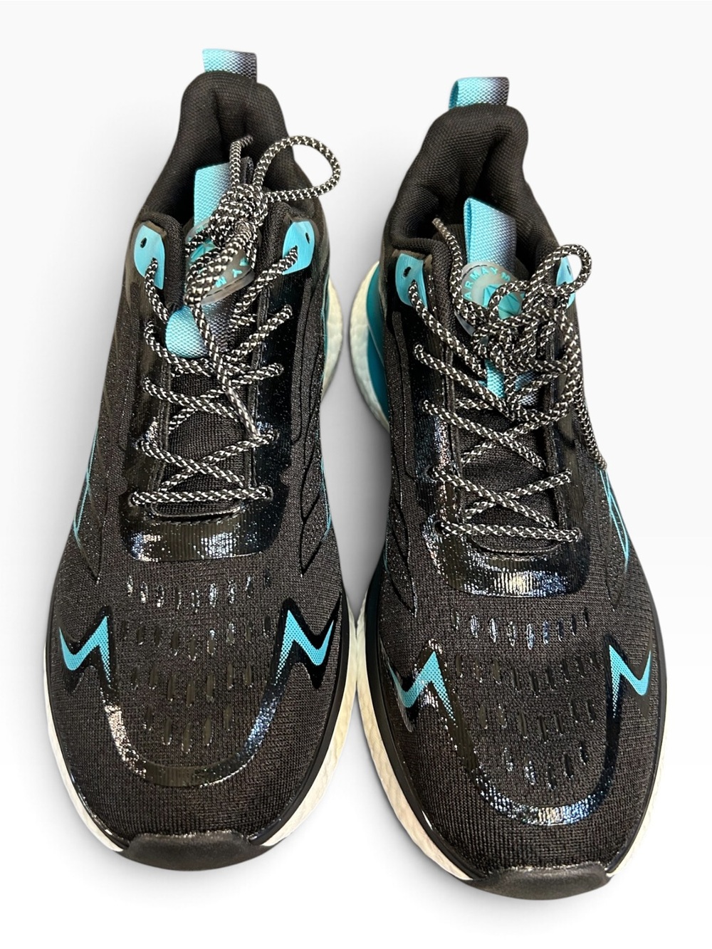Women's Black Athletic Running Shoes with Teal Accents
